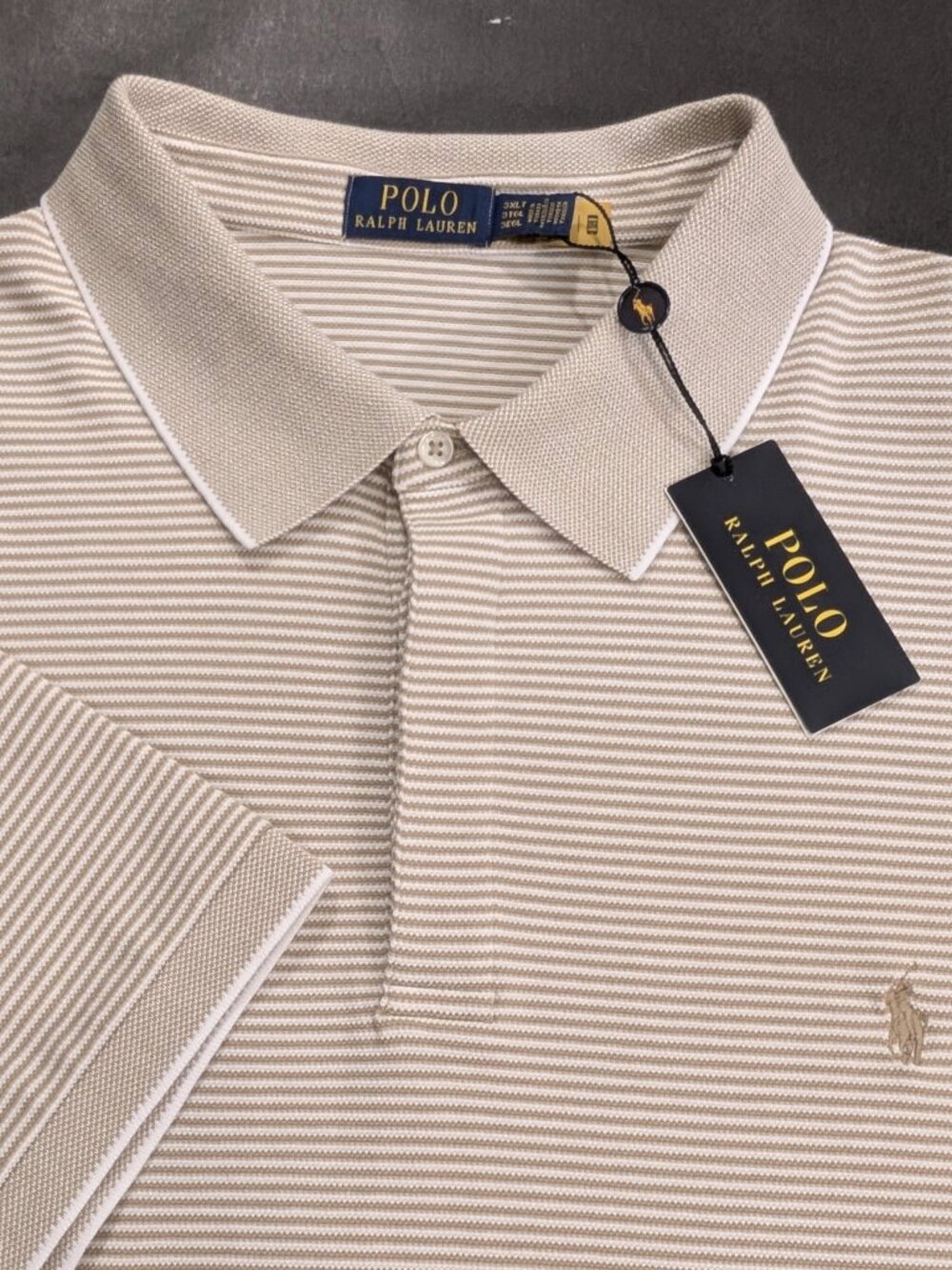 $125 Polo Ralph Lauren Men`s Striped Oxford Mesh Polo Shirt Size 3XLT